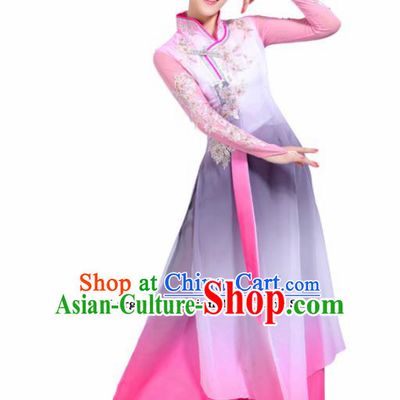 Chinese Traditional Folk Dance Costumes Classical Dance Pink Dress for Women