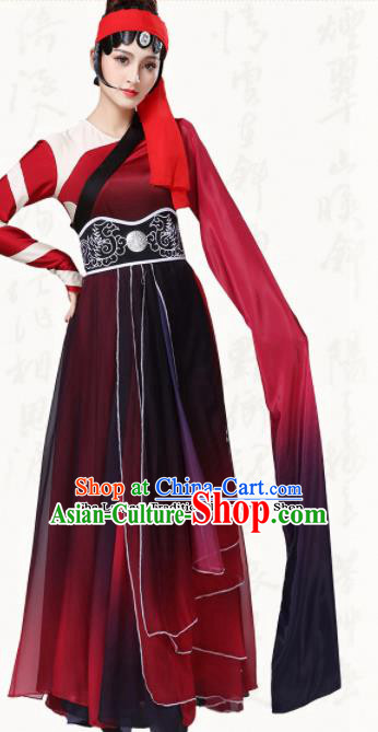 Chinese Traditional Group Dance Red Dress Classical Dance Umbrella Dance Costumes for Women Chinese Traditional Group Dance Red Dress Classical Dance Umbrella Dance Costumes for Women