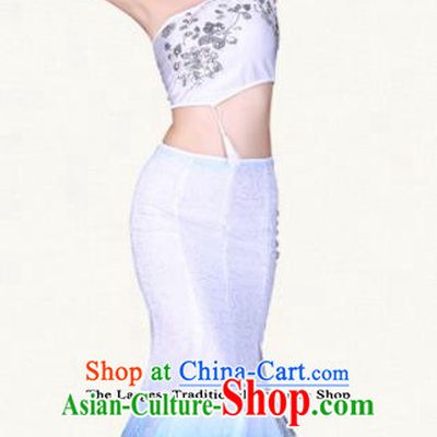 Chinese Traditional Dai Minority Blue Dress Ethnic Folk Dance Peacock Dance Costumes for Women