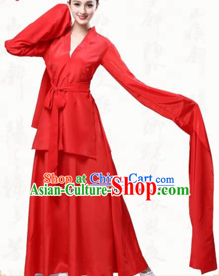 Chinese Traditional Classical Dance Red Dress Fan Dance Group Dance Costumes for Women Chinese Traditional Classical Dance Red Dress Fan Dance Group Dance Costumes for Women