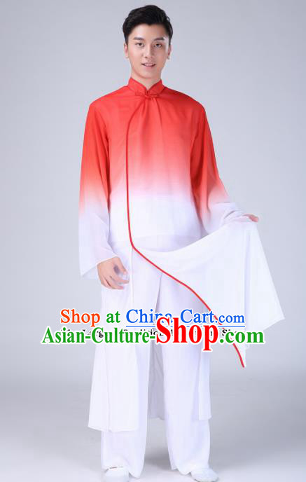 Chinese Traditional Folk Dance Clothing Classical Dance Red Costumes for Men Chinese Traditional Folk Dance Clothing Classical Dance Red Costumes for Men