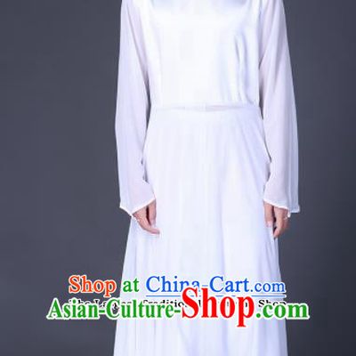 Chinese Traditional Folk Dance Clothing Classical Dance White Costumes for Men