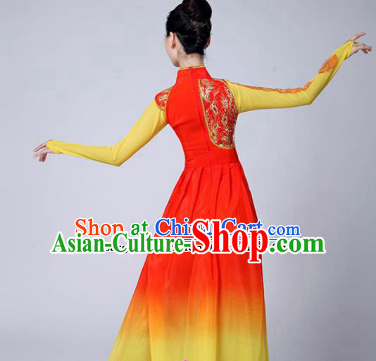 Chinese Traditional Folk Dance Red Dress Classical Dance Umbrella Dance Costumes for Women Chinese Traditional Folk Dance Red Dress Classical Dance Umbrella Dance Costumes for Women