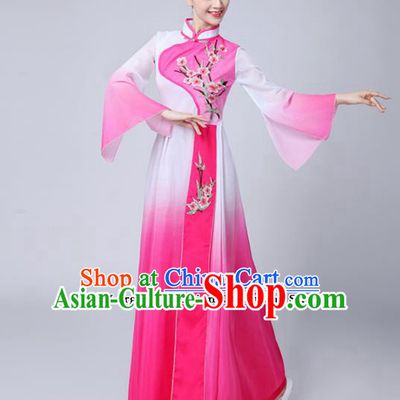 Chinese Traditional Folk Dance Pink Dress Classical Dance Umbrella Dance Costumes for Women