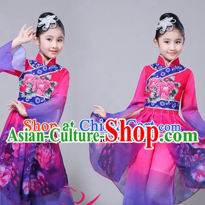 Chinese Traditional Folk Dance Dress Classical Dance Umbrella Dance Costumes for Kids