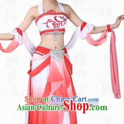 Chinese Traditional Classical Dance Dress Ancient Flying Peri Fan Dance Group Dance Costumes for Women