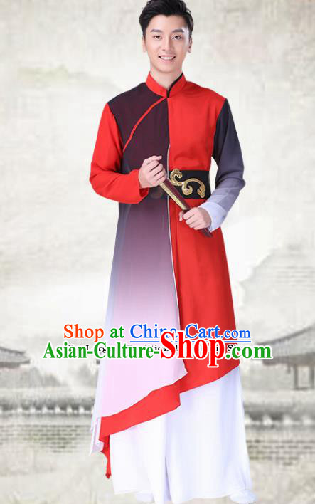 Chinese Traditional Folk Dance Red Clothing Classical Dance Costumes for Men Chinese Traditional Folk Dance Red Clothing Classical Dance Costumes for Men