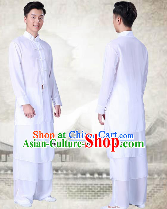 Chinese Traditional Folk Dance White Clothing Classical Dance Costumes for Men Chinese Traditional Folk Dance White Clothing Classical Dance Costumes for Men