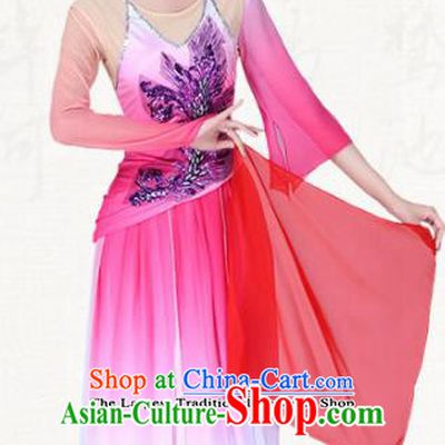 Chinese Traditional Classical Dance Pink Dress Ancient Group Dance Costumes for Women