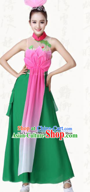 Chinese Traditional Classical Dance Lotus Dance Green Dress Group Dance Costumes for Women Chinese Traditional Classical Dance Lotus Dance Green Dress Group Dance Costumes for Women