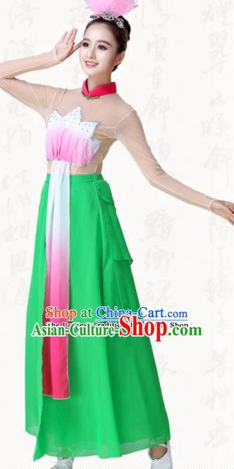 Chinese Traditional Classical Dance Green Dress Lotus Dance Group Dance Costumes for Women Chinese Traditional Classical Dance Green Dress Lotus Dance Group Dance Costumes for Women