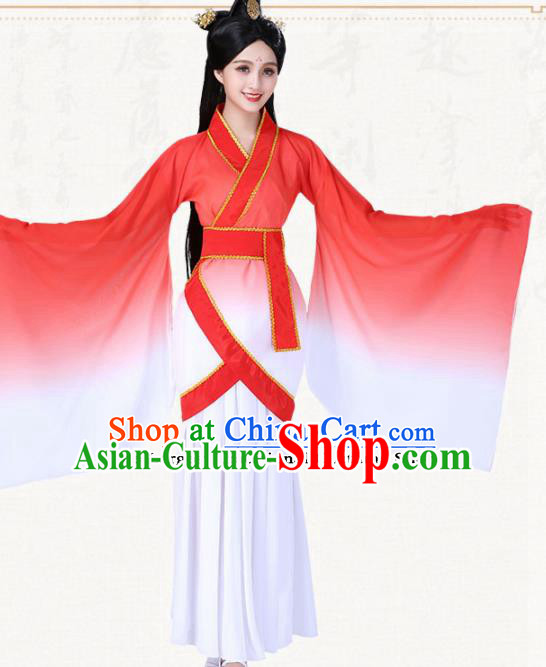 Chinese Traditional Classical Dance Red Hanfu Dress Ancient Group Dance Costumes for Women