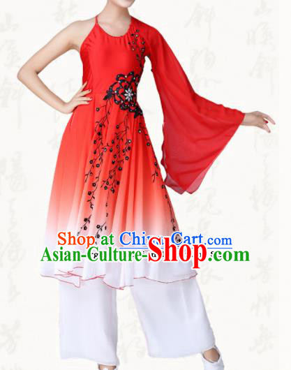 Traditional Chinese Classical Dance Umbrella Dance Red Dress Group Dance Costumes for Women Traditional Chinese Classical Dance Umbrella Dance Red Dress Group Dance Costumes for Women