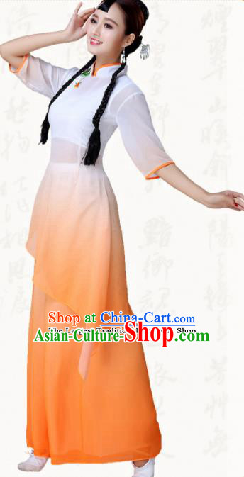 Traditional Chinese Classical Dance Umbrella Dance Orange Dress Group Dance Costumes for Women Traditional Chinese Classical Dance Umbrella Dance Orange Dress Group Dance Costumes for Women