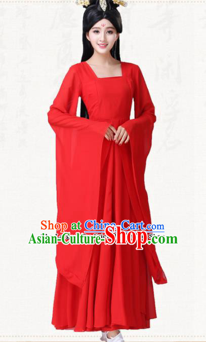 Traditional Chinese Classical Dance Red Dress Ancient Goddess Group Dance Costumes for Women Traditional Chinese Classical Dance Red Dress Ancient Goddess Group Dance Costumes for Women