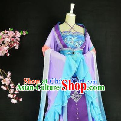 Traditional Chinese Cosplay Costumes Ancient Princess Peri Purple Hanfu Dress for Women