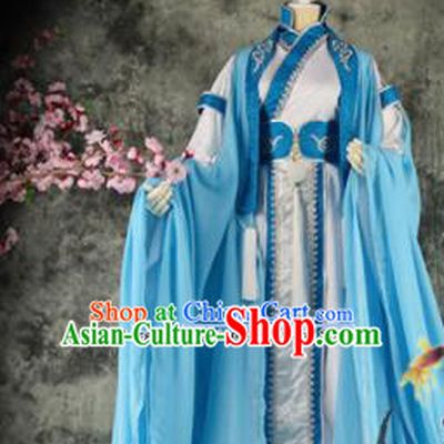 Traditional Chinese Cosplay Royal Highness Blue Costumes Ancient Swordsman Hanfu Clothing for Men