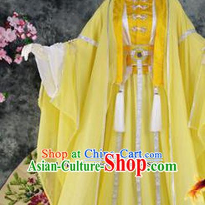 Traditional Chinese Cosplay Childe Yellow Costumes Ancient Swordsman Hanfu Clothing for Men