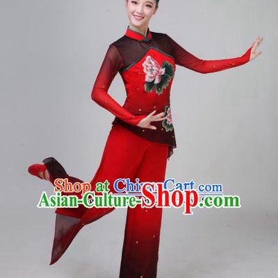 Traditional Chinese Classical Dance Red Costumes Folk Dance Yangko Clothing for Women