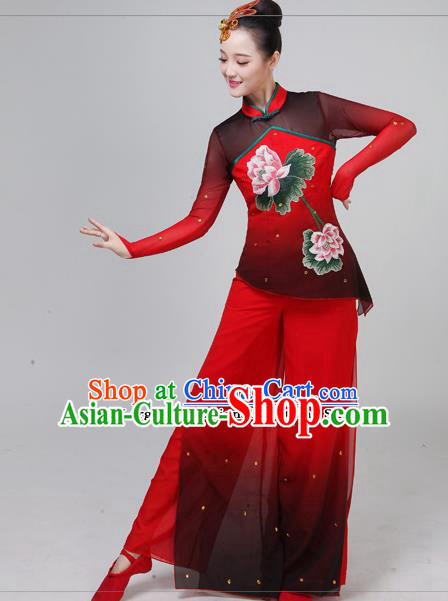 Traditional Chinese Classical Dance Red Costumes Folk Dance Yangko Clothing for Women Traditional Chinese Classical Dance Red Costumes Folk Dance Yangko Clothing for Women