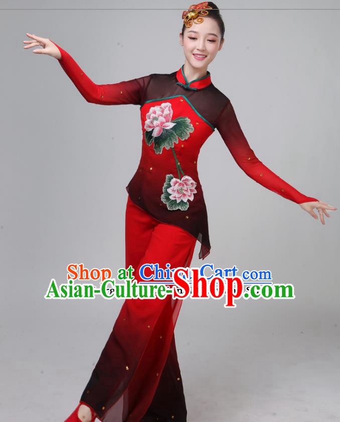 Traditional Chinese Classical Dance Red Costumes Folk Dance Yangko Clothing for Women Traditional Chinese Classical Dance Red Costumes Folk Dance Yangko Clothing for Women