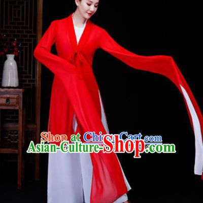 Traditional Chinese Classical Dance Fan Dance Red Dress Yanko Dance Clothing for Women