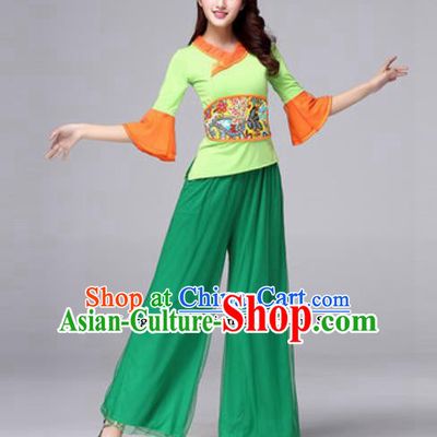 Traditional Chinese Folk Dance Yangko Costumes Fan Dance Clothing for Women