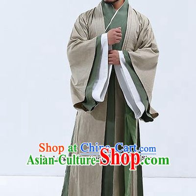 Traditional Chinese Zhou Dynasty Confucian Scholar Costumes Ancient Drama Clothing for Men