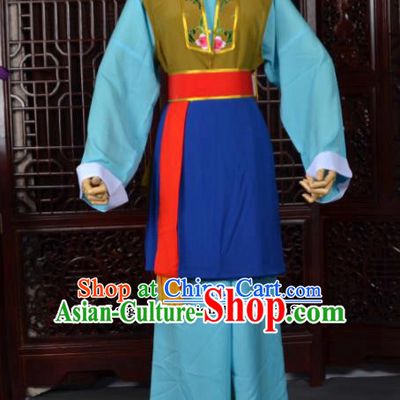Traditional Chinese Beijing Opera Pantaloon Blue Costumes Ancient Old Women Clothing for Adults