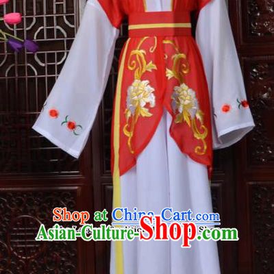 Traditional Chinese Beijing Opera Young Lady Costumes Ancient Maidservants Red Dress for Adults