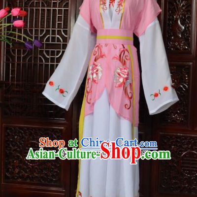 Traditional Chinese Beijing Opera Young Lady Costumes Ancient Maidservants Pink Dress for Adults