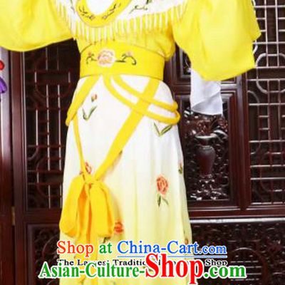 Traditional Chinese Peking Opera Princess Costumes Ancient Peri Yellow Dress for Adults