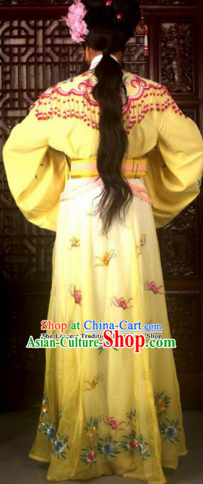 Traditional Chinese Peking Opera Actress Costumes Ancient Peri Princess Yellow Dress for Adults