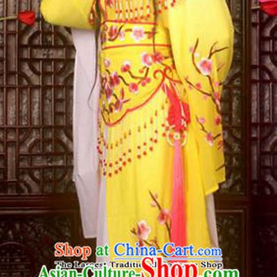 Traditional Chinese Peking Opera Imperial Consort Costumes Ancient Palace Lady Yellow Dress for Adults