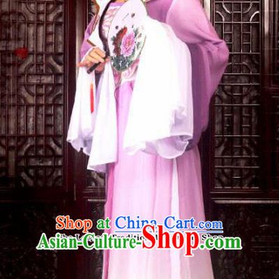 Traditional Chinese Peking Opera Princess Embroidered Costumes Ancient Peri Purple Dress for Adults