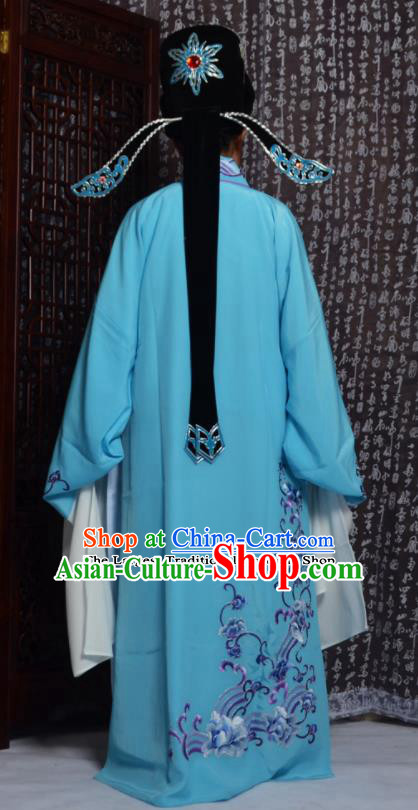 Professional Chinese Peking Opera Niche Costumes Embroidered Blue Robe for Adults Professional Chinese Peking Opera Niche Costumes Embroidered Blue Robe for Adults