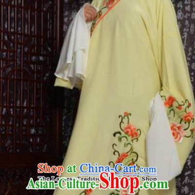 Professional Chinese Peking Opera Niche Costumes Embroidered Yellow Robe for Adults