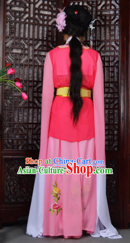 Traditional Chinese Peking Opera Young Lady Costumes Ancient Maidservants Pink Dress for Adults