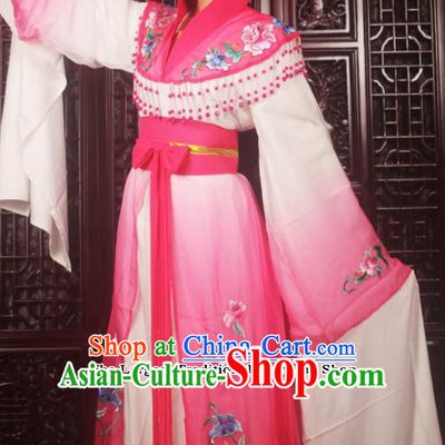 Traditional Chinese Peking Opera Palace Lady Costumes Ancient Imperial Concubine Embroidered Rosy Dress for Adults