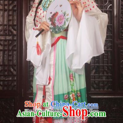 Chinese Ancient Nobility Lady Embroidered Green Dress Traditional Peking Opera Actress Costumes for Adults