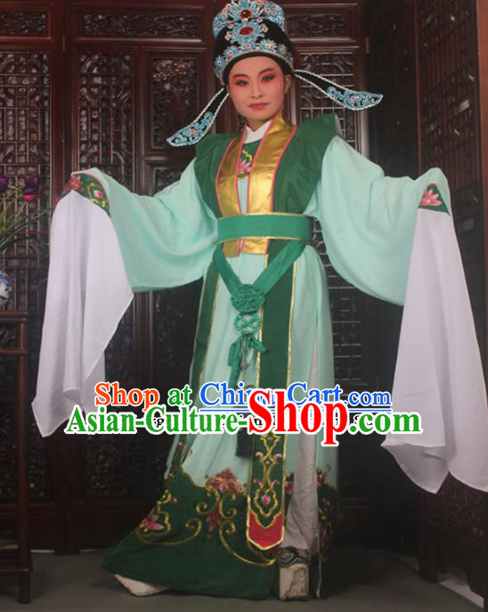 Professional Chinese Peking Opera Niche Costumes Ancient Childe Embroidered Green Clothing for Adults Professional Chinese Peking Opera Niche Costumes Ancient Childe Embroidered Green Clothing for Adults