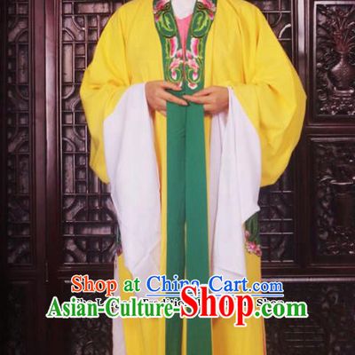 Professional Chinese Peking Opera Niche Costumes Ancient Scholar Yellow Clothing and Hat for Adults