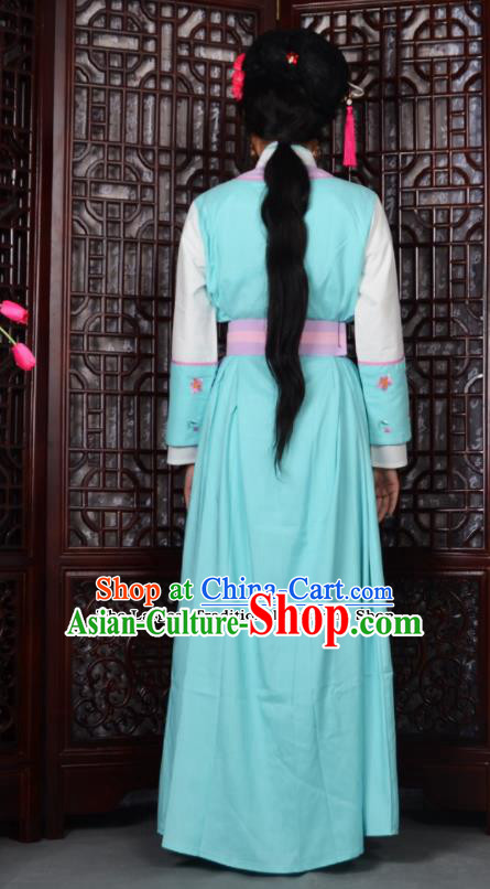 Chinese Ancient Maidservants Embroidered Green Dress Traditional Peking Opera Actress Costumes for Adults Chinese Ancient Maidservants Embroidered Green Dress Traditional Peking Opera Actress Costumes for Adults