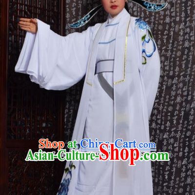 Professional Chinese Peking Opera Niche Costumes Embroidered White Clothing for Adults
