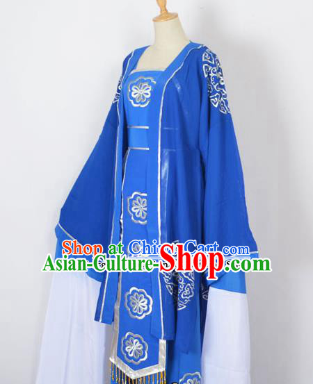 Chinese Ancient Embroidered Blue Dress Traditional Peking Opera Pantaloon Costumes for Adults Chinese Ancient Embroidered Blue Dress Traditional Peking Opera Pantaloon Costumes for Adults