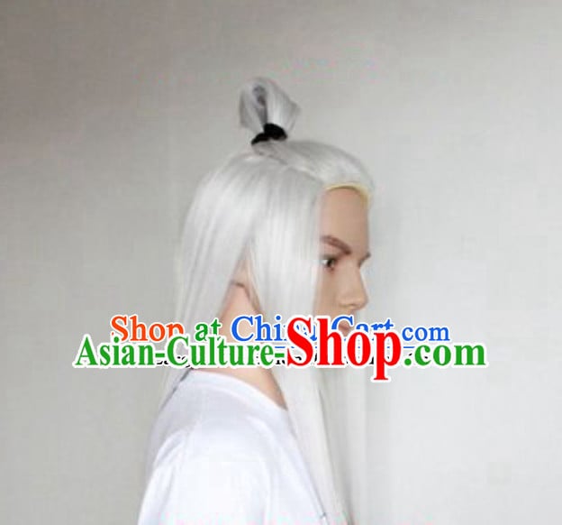 Traditional Ancient Chinese White Long Wig for Men Traditional Ancient Chinese White Long Wig for Men
