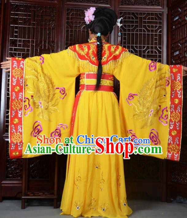 Traditional Chinese Peking Opera Empress Embroidered Costumes Ancient Queen Yellow Dress for Adults Traditional Chinese Peking Opera Empress Embroidered Costumes Ancient Queen Yellow Dress for Adults