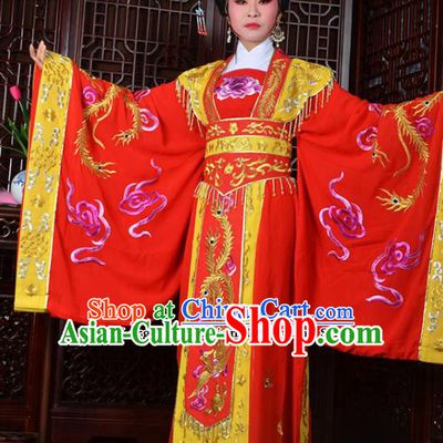 Traditional Chinese Peking Opera Empress Embroidered Costumes Ancient Queen Red Dress for Adults