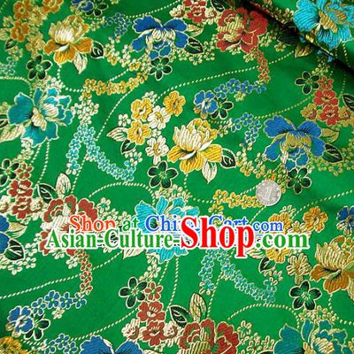 Traditional Chinese Green Brocade Tang Suit Royal Peony Pattern Fabric Silk Fabric Asian Material