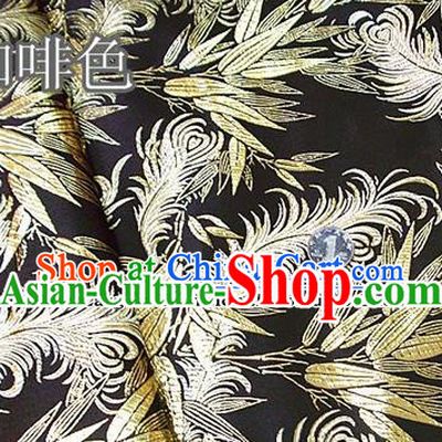 Traditional Chinese Royal Feather Bamboo Pattern Brown Brocade Tang Suit Fabric Silk Fabric Asian Material